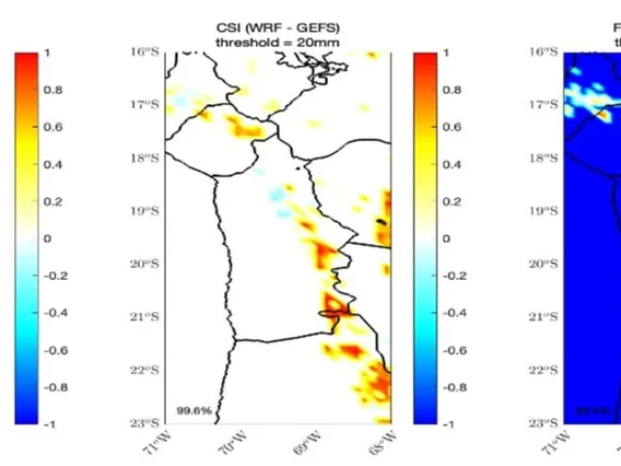 Figure of northern Chile with WRF and GEFS data overlayed.