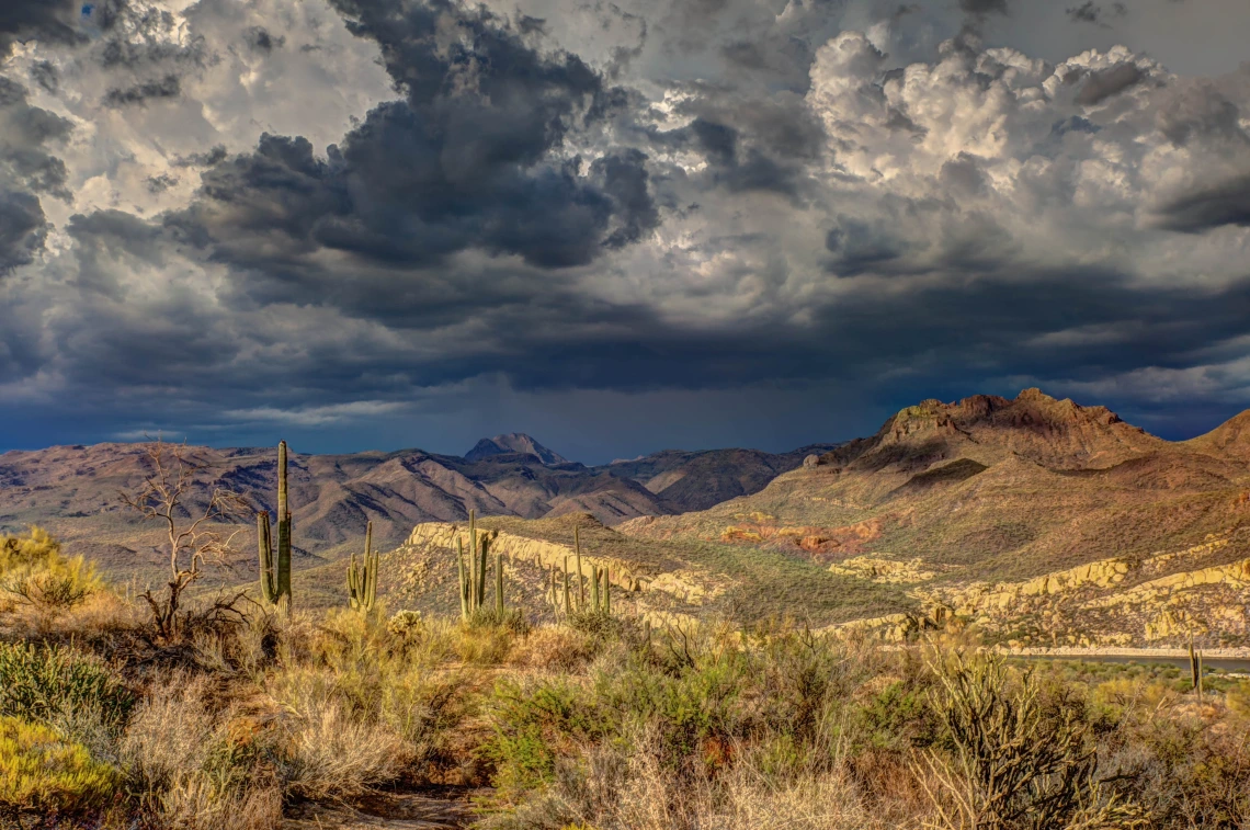 Storm coming in over Arizona landscape.